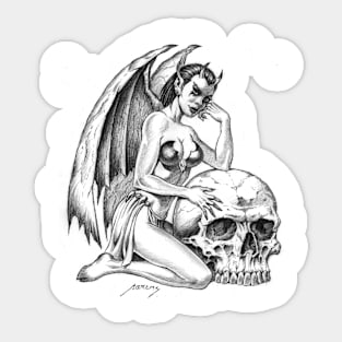 Devilgirl and Skull Sticker